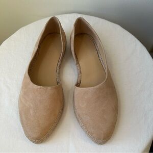 VINCE Suede Pointed Espadrille Tita Flats - Beige 7.5